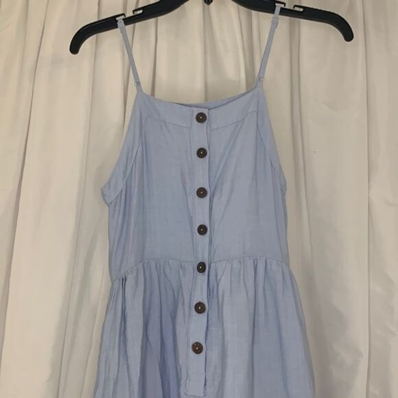 Altar’d State Light Blue Ruffle Layer Midi Summer Dress with Pockets Small - Picture 5 of 11